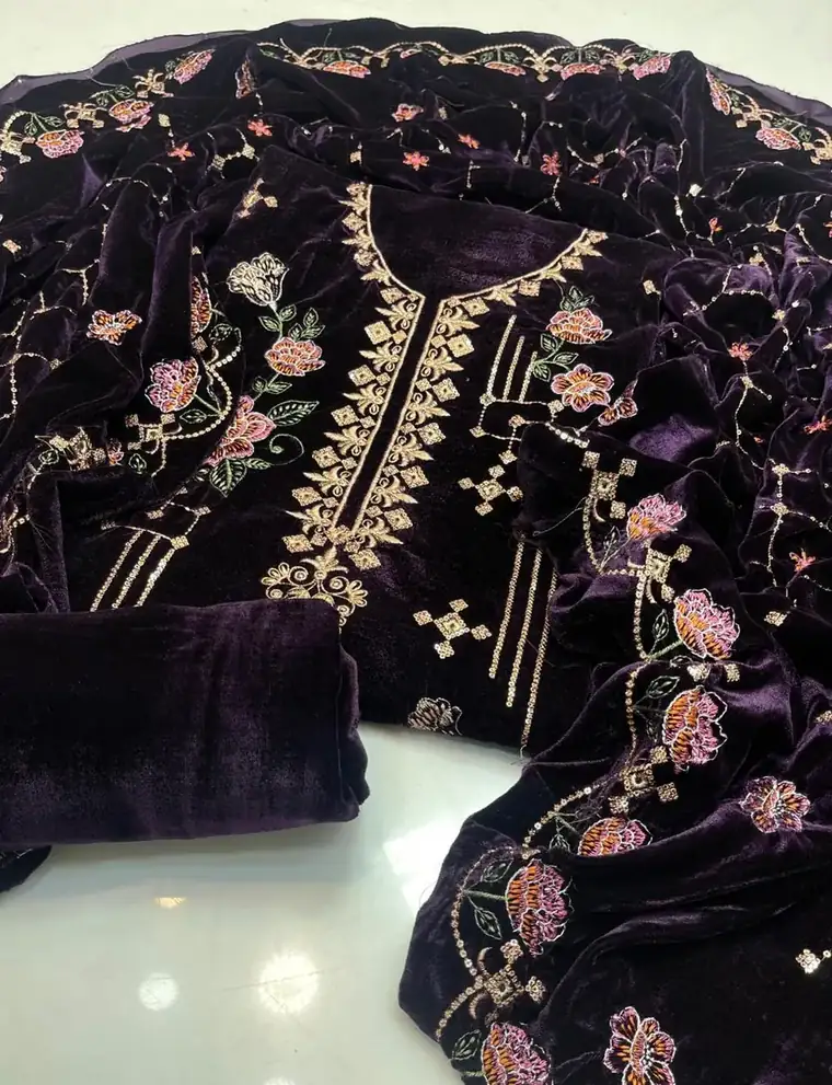 Soft Velvet Micro — Heavy Zari Embroidery