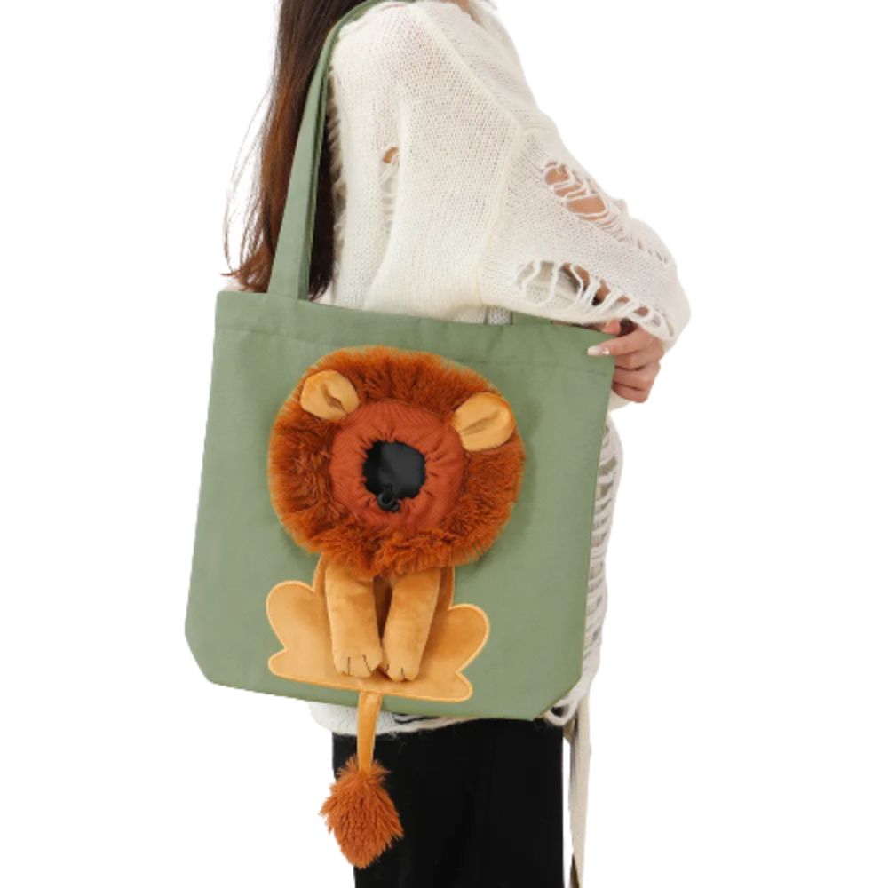 Lion Design Soft Pet Carrier with Safety Zippers