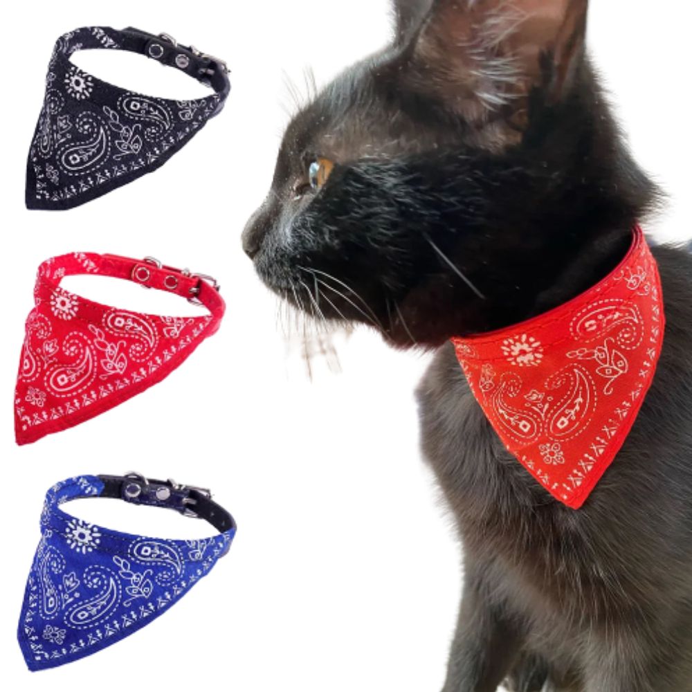 Adjustable PU Cat & Puppy Bandana Collar