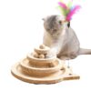 Wooden Multi-Level Cat Toy Tower With Training Balls